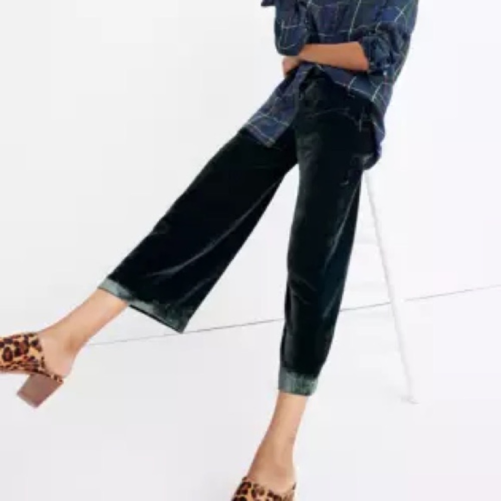 Madewell Green Velvet Huston Crop Pants